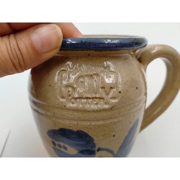 MAHON POTTERY Mini 4" Pitcher Handle Floral Design salt glaze Vintage - Picture 9 of 11